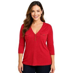 Chaps Denim 3/4 Sleeve Women's Shirt | 100% Cotton | Size: Medium